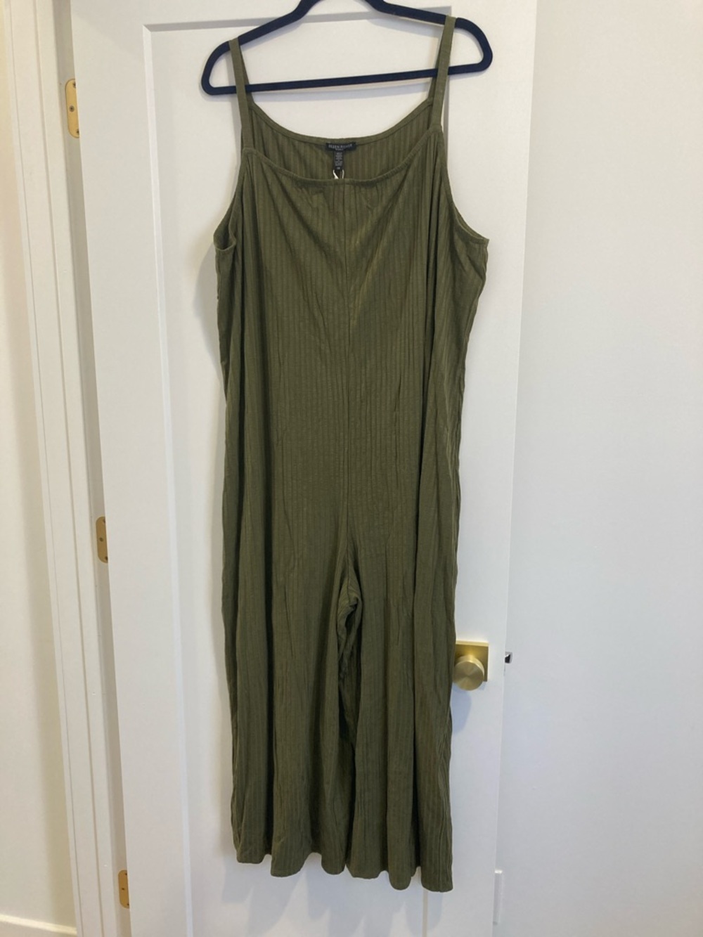 Eileen Fisher Olive Wide-Leg Tencel Stretch Rib Jumpsuit Plus Size 2X